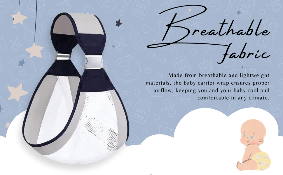 Baby Sling Carrier BPA Free Adjustable Soft Cotton Baby Wrap (0-36 Months)