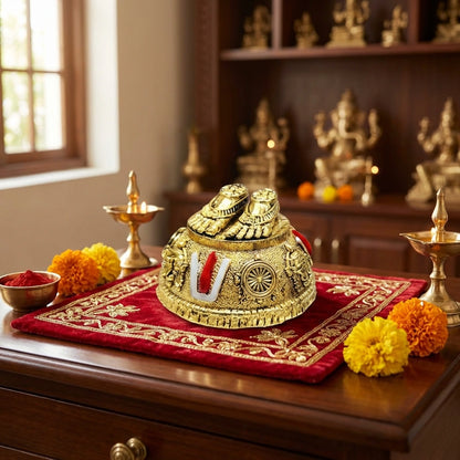 Gold Plated Antique Lord Balaji Charan Paduka