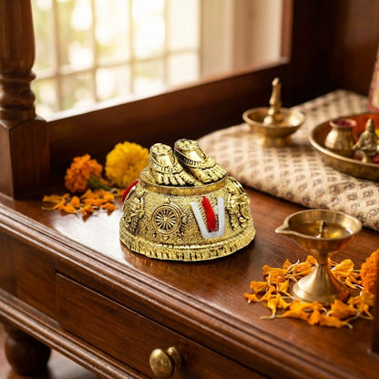 Gold Plated Antique Lord Balaji Charan Paduka