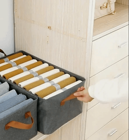 Fabric Brown Foldable Storage Box (Pack of 3)
