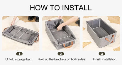 Fabric Brown Foldable Storage Box (Pack of 3)