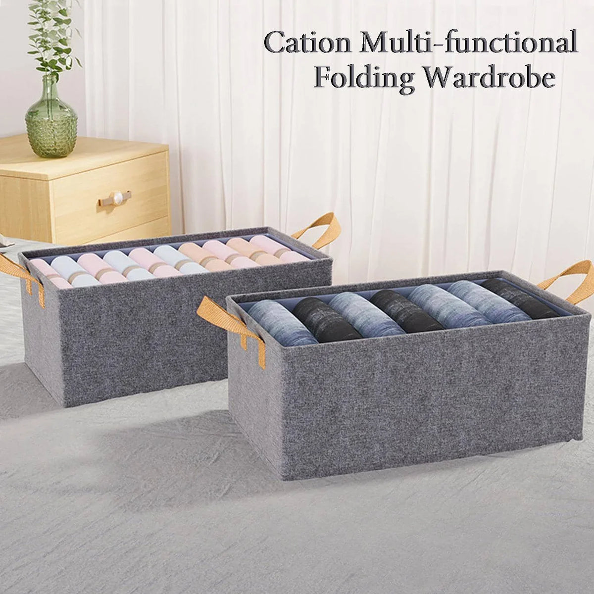 Fabric Brown Foldable Storage Box (Pack of 3)