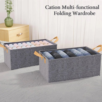 Fabric Brown Foldable Storage Box (Pack of 3)