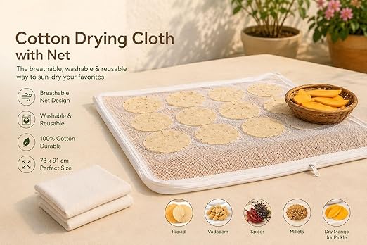 Kuvru Cotton Drying Cloth with Net