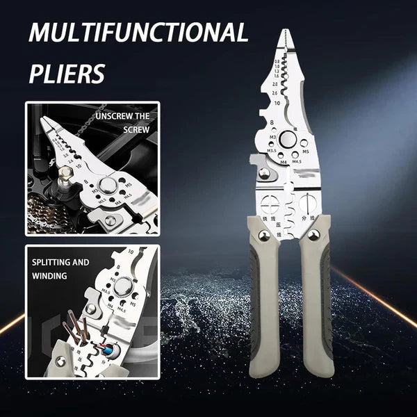 Heavy-Duty Foldable Multi-Function Wire Stripper & Crimping Pliers