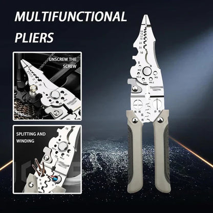 Heavy-Duty Foldable Multi-Function Wire Stripper & Crimping Pliers