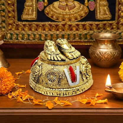 Gold Plated Antique Lord Balaji Charan Paduka