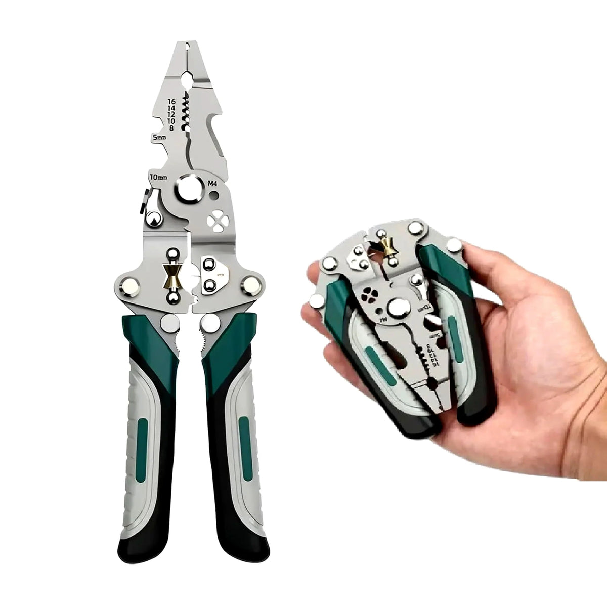 Heavy-Duty Foldable Multi-Function Wire Stripper & Crimping Pliers