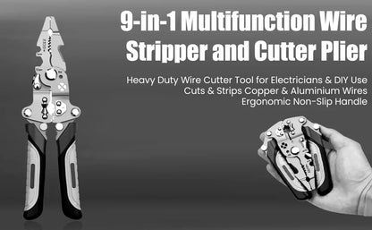 Heavy-Duty Foldable Multi-Function Wire Stripper & Crimping Pliers