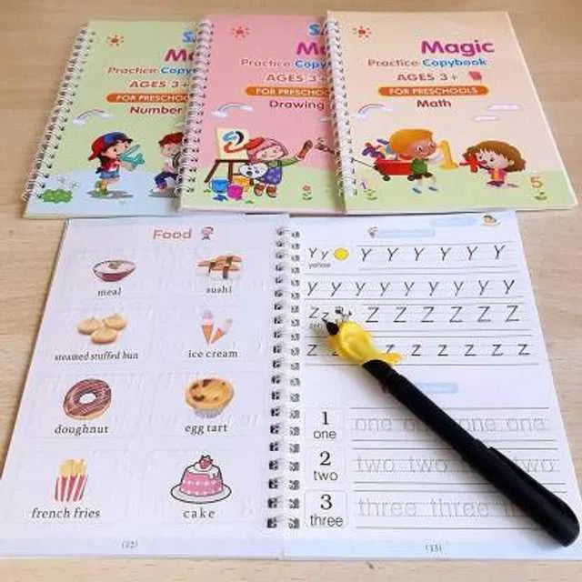 Magic Practice Copybook (4 BOOKS,1 PEN,1 GRIP,10 REFILL) – 50% OFF Today!