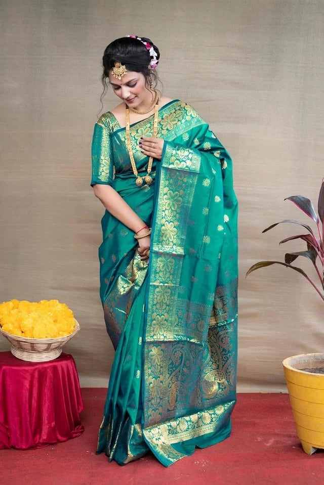 Banarasi Silk Embellished Saree for Women ( 6.3 m) Saree Length: 5.5m Blouse Length: 0.8m