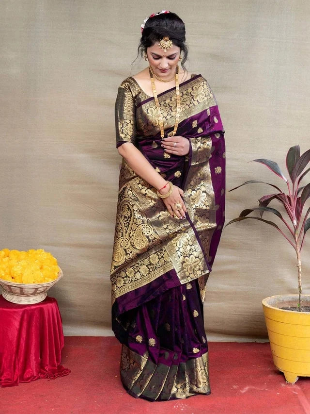 Banarasi Silk Embellished Saree for Women ( 6.3 m) Saree Length: 5.5m Blouse Length: 0.8m