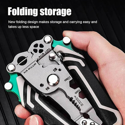 Heavy-Duty Foldable Multi-Function Wire Stripper & Crimping Pliers