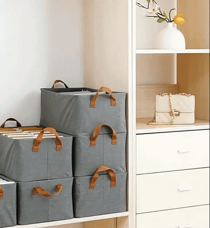 Fabric Brown Foldable Storage Box (Pack of 3)