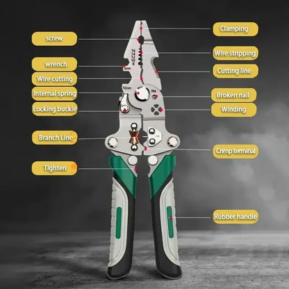 Heavy-Duty Foldable Multi-Function Wire Stripper & Crimping Pliers
